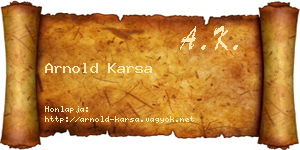 Arnold Karsa névjegykártya